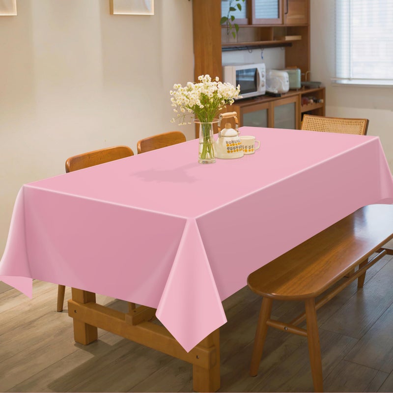 OHOME 4 Pack Plastic Table Cloth Disposable,Pink Tablecloth - Pink Table Cloths for Parties - Pink Birthday Party Decorations,Mothers Day Decorations - Image 5