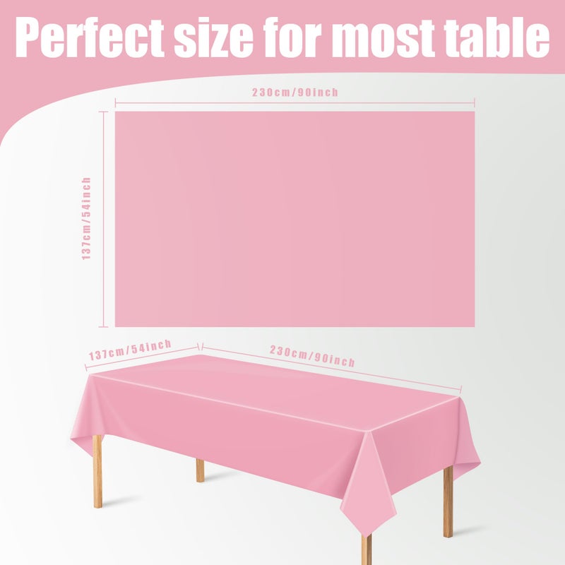 OHOME 4 Pack Plastic Table Cloth Disposable,Pink Tablecloth - Pink Table Cloths for Parties - Pink Birthday Party Decorations,Mothers Day Decorations - Image 2