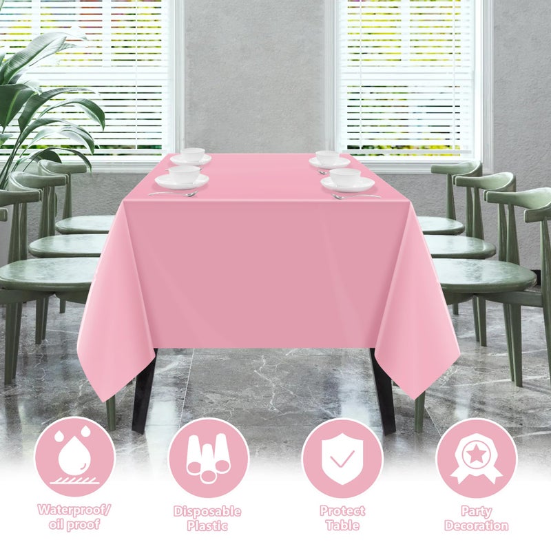 OHOME 4 Pack Plastic Table Cloth Disposable,Pink Tablecloth - Pink Table Cloths for Parties - Pink Birthday Party Decorations,Mothers Day Decorations - Image 3