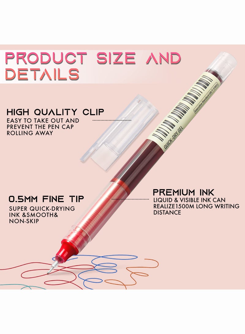 Merrystick Gel Ink Pens .5mm fine point liquid ink pens Rollerball Pens Smooth Writing for Note taking 12 PCS Assorted Coloring Pens for Coloring Drawing & Detailing Back to School Office Art Supplies - Image 3