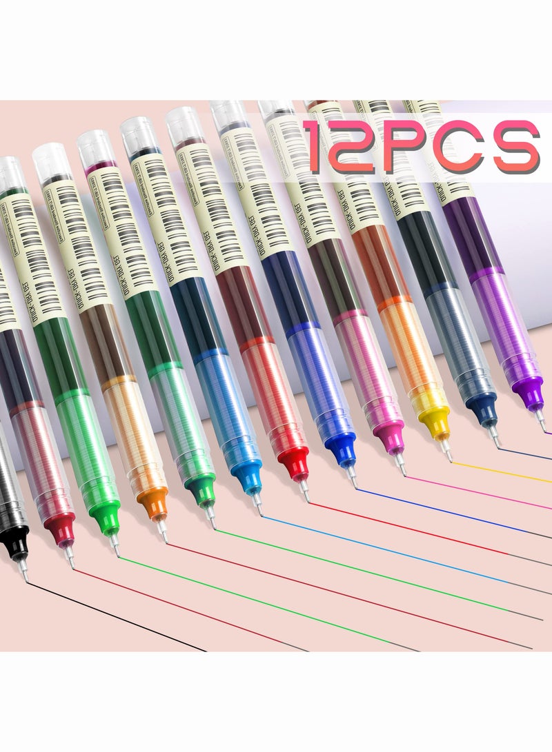 Merrystick Gel Ink Pens .5mm fine point liquid ink pens Rollerball Pens Smooth Writing for Note taking 12 PCS Assorted Coloring Pens for Coloring Drawing & Detailing Back to School Office Art Supplies - Image 2