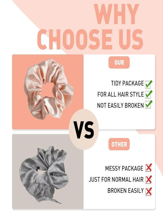 CHIROGRAPHY مجموعة CHIROGRAPHY المكونة من 8 ربطات شعر فاخرة من الساتان للنساء، ربطات شعر لا تسبب تلف الشعر، أربطة مطاطية، إكسسوارات شعر، هدايا للفتيات المراهقات (ألوان متنوعة أ) - Image 4