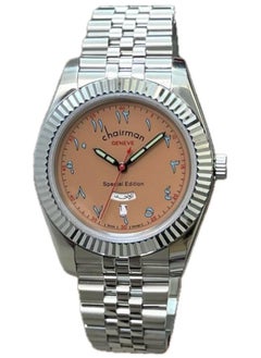 Chairman GENEVE Men's Silver Stainless Steel Wrist Watch, Day/Date with Brown Dial and Arabic Numbers  - Image 1