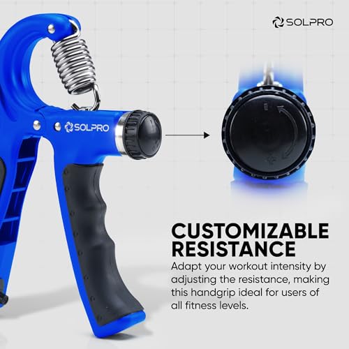 Solpro Velgrip Adjustable Hand Grip Strengthener with Mechanical Counter for Men & Women | Adjustable 5 to 60 kg Resistance | Forearm, Wrist & Finger Strengthener | Home, Gym Workouts (Black/Blue) - Image 2