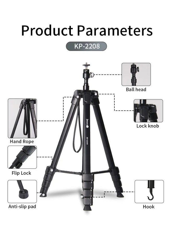 Jmary Lightweight Aluminium Tripod Stand Professional Aluminium Tripod for DSLR Camera Video & Photo Tripod stand 360-degree rotation with up-down technology (KP-2208)  - Image 2
