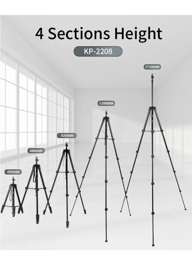 Jmary - Lightweight Aluminium Tripod Stand Professional Aluminium Tripod for DSLR Camera Video & Photo Tripod stand 360-degree rotation with up-down technology (KP-2208) - Image 1