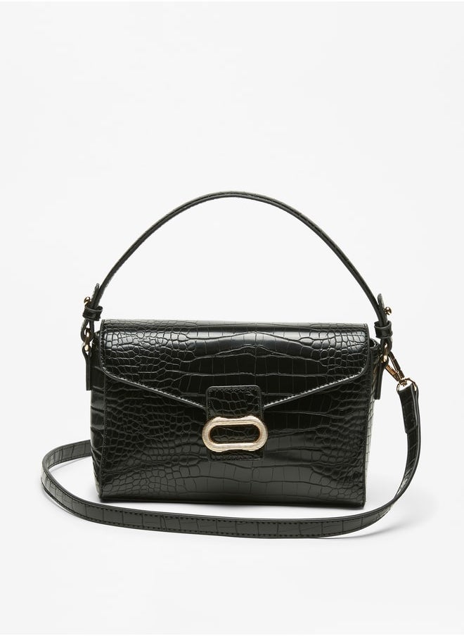 Women Textured Satchel Bag with Top Handle and Detachable Strap