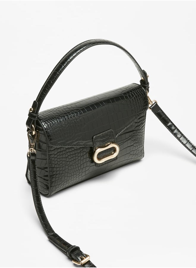 Women Textured Satchel Bag with Top Handle and Detachable Strap