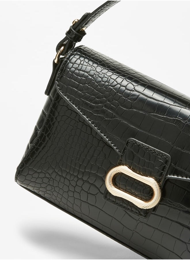 Women Textured Satchel Bag with Top Handle and Detachable Strap