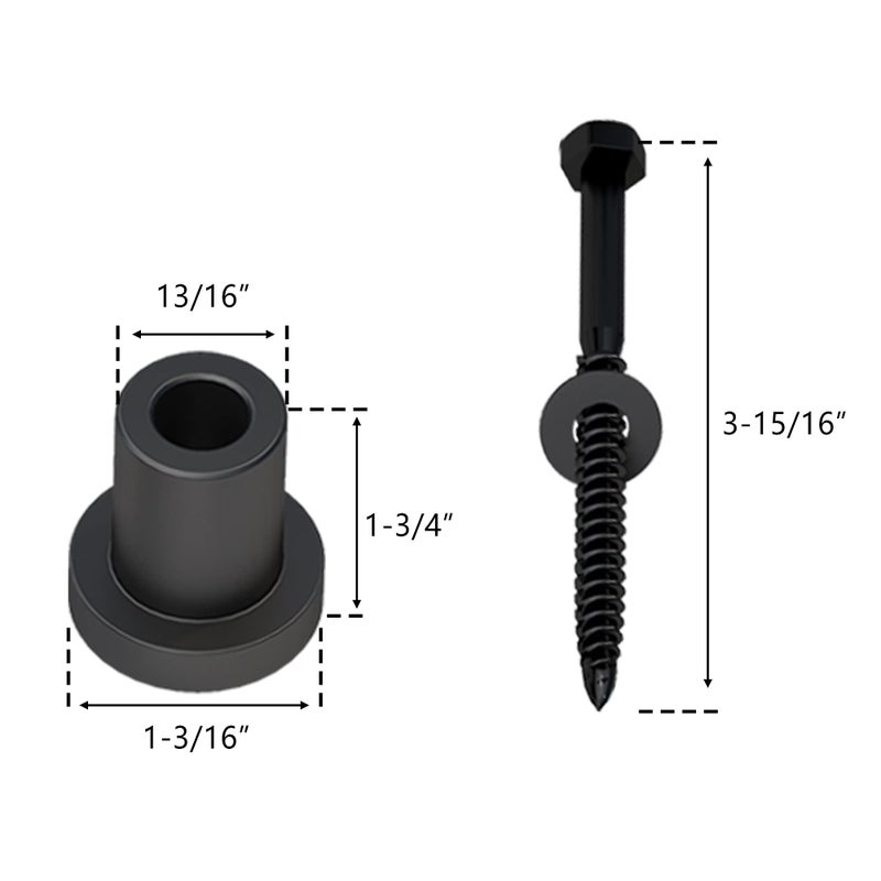 skysen 5 PCS 1-3/4"" Barn Door Wall Spacer with Screws for Sliding Barn Door Hardware Connection Device Metal Steel Track to Wall(Spacer-44) - Image 2