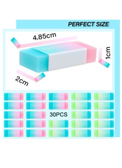 KASTWAVE 30 Pcs Rubber Erasers, Colored Kawaii Erasers, Pencil Eraser for Kids Drawing Writing Aesthetic Jelly Erasers, Office School Supplies Students Artist Erasers for Drawing, Sketch, Writing  - Image 2