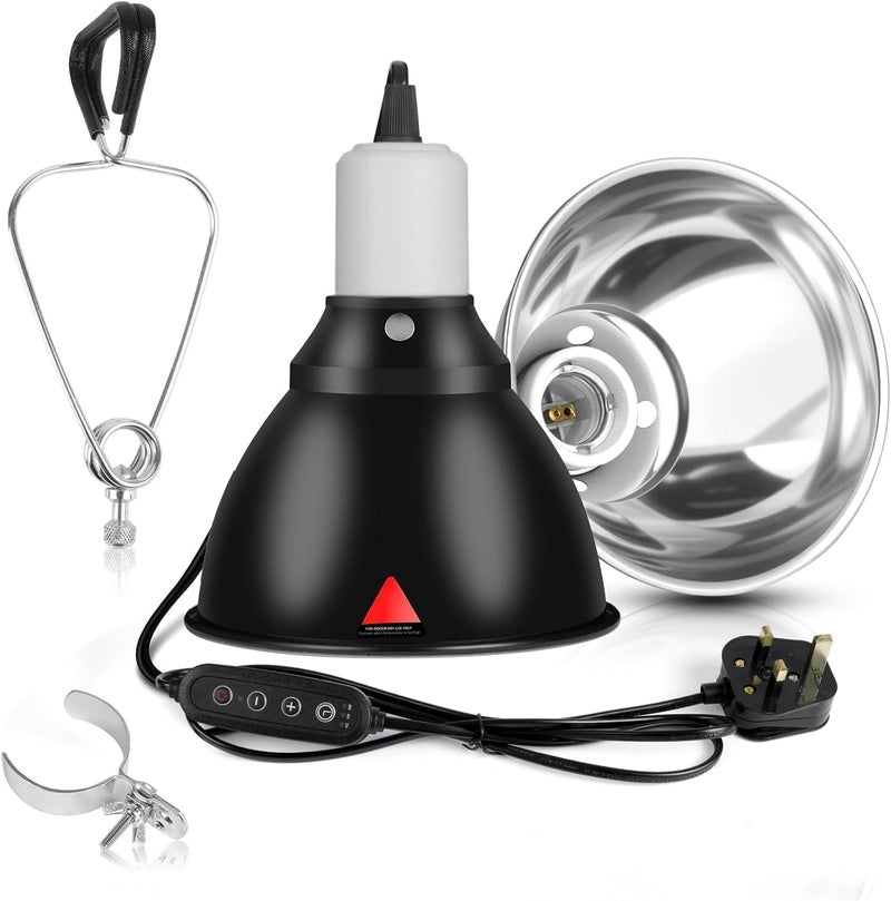 KASTWAVE Tortoise Heat Lamp with Clamp, Dimmable UVA UVB Light Reptile Kit for Terrapin Tank Vivarium, Reptile Heat Lamp with Timer, Terrarium Hood Light for Tortoise, Snake, Frog, Lizard, Chicks - Image 1