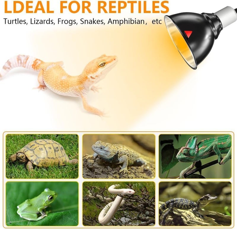 KASTWAVE Tortoise Heat Lamp with Clamp, Dimmable UVA UVB Light Reptile Kit for Terrapin Tank Vivarium, Reptile Heat Lamp with Timer, Terrarium Hood Light for Tortoise, Snake, Frog, Lizard, Chicks - Image 5