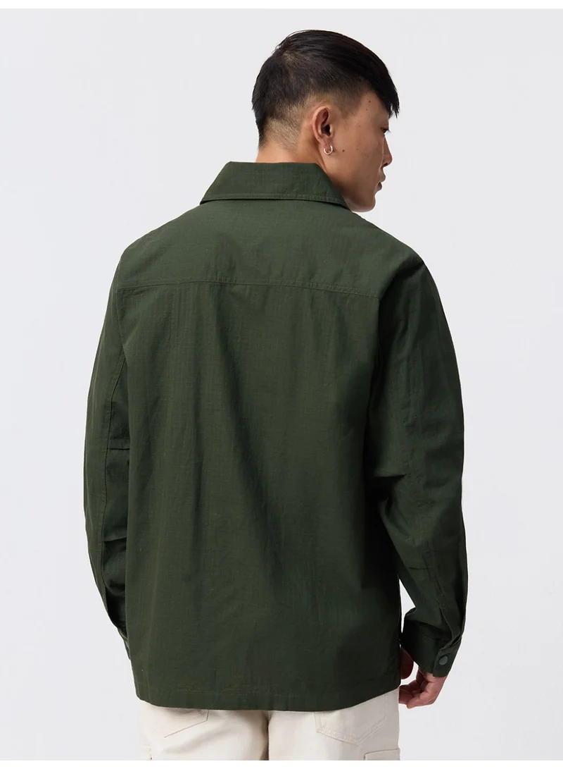 The Souled Store Utility Shacket: Dark Basil