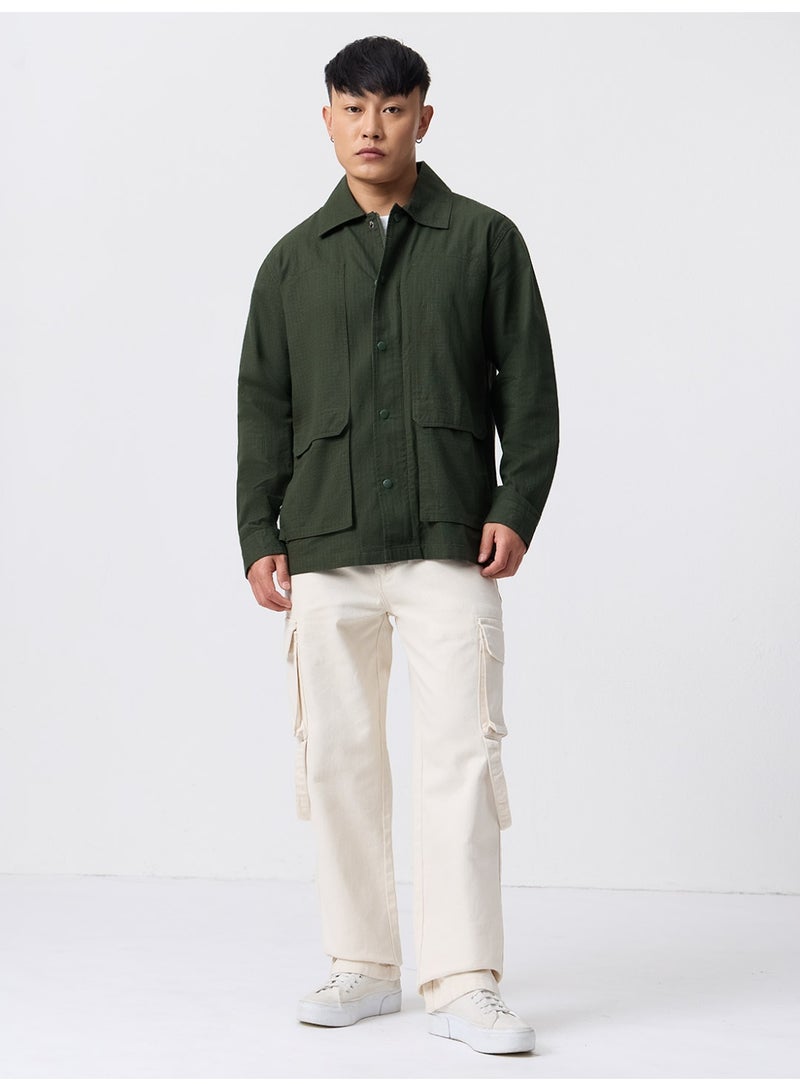 The Souled Store Utility Shacket: Dark Basil - Image 5