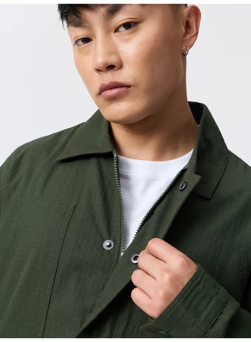 The Souled Store  Utility Shacket: Dark Basil  | Best Price UAE