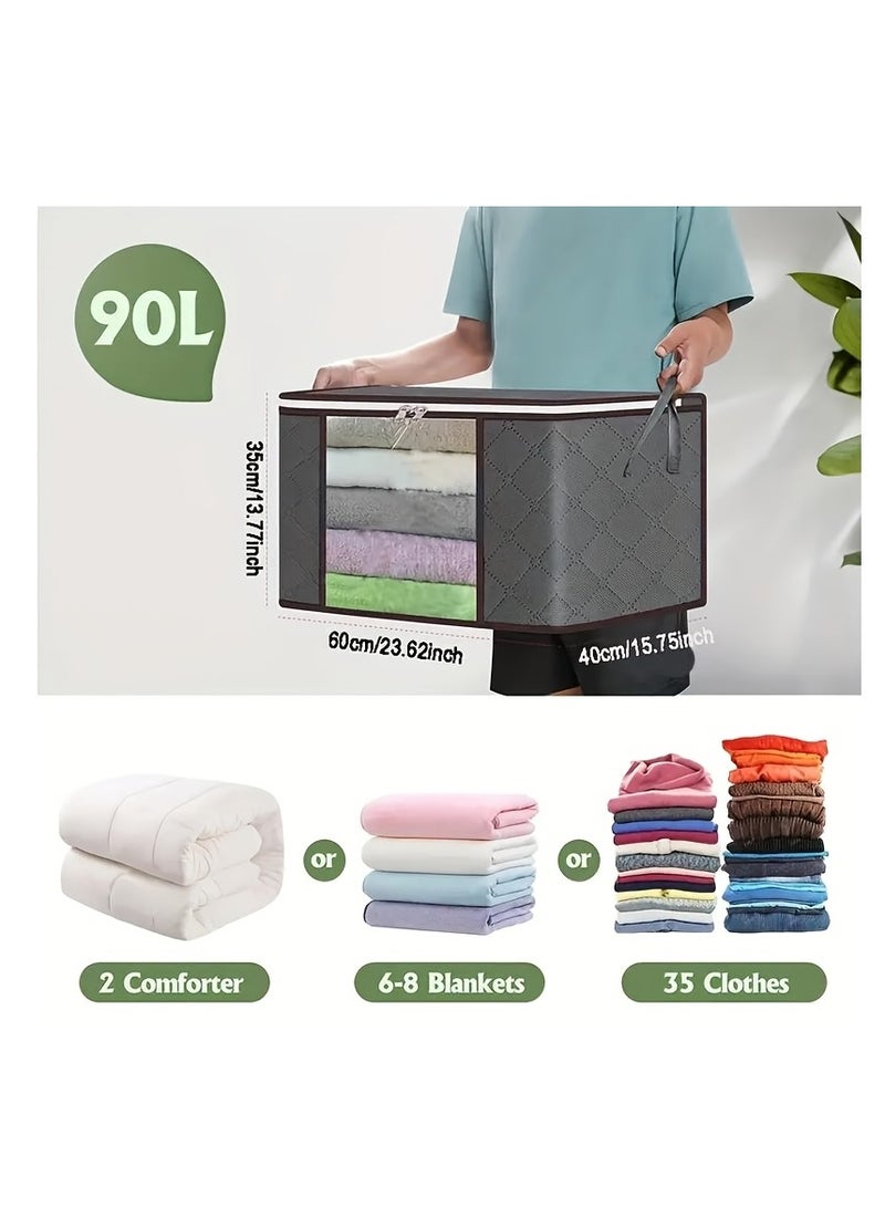 6 قطع من أكياس التخزين القابلة للطي للجوارب والملابس وأغطية السرير، حاويات تنظيمية مصنوعة من البولي بروبيلين المتين مع مقابض معززة، نوافذ شفافة، وسحابات قوية، لا حاجة للطاقة، منظم لملحقات أخرى - Image 2