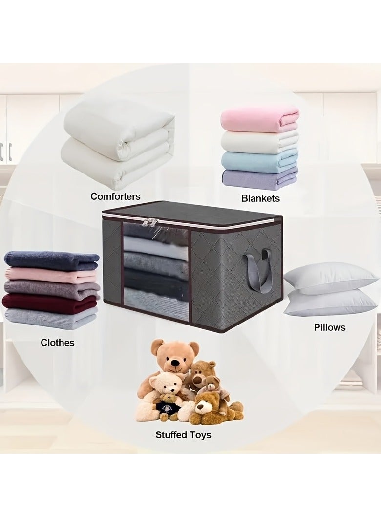 6 قطع من أكياس التخزين القابلة للطي للجوارب والملابس وأغطية السرير، حاويات تنظيمية مصنوعة من البولي بروبيلين المتين مع مقابض معززة، نوافذ شفافة، وسحابات قوية، لا حاجة للطاقة، منظم لملحقات أخرى - Image 3