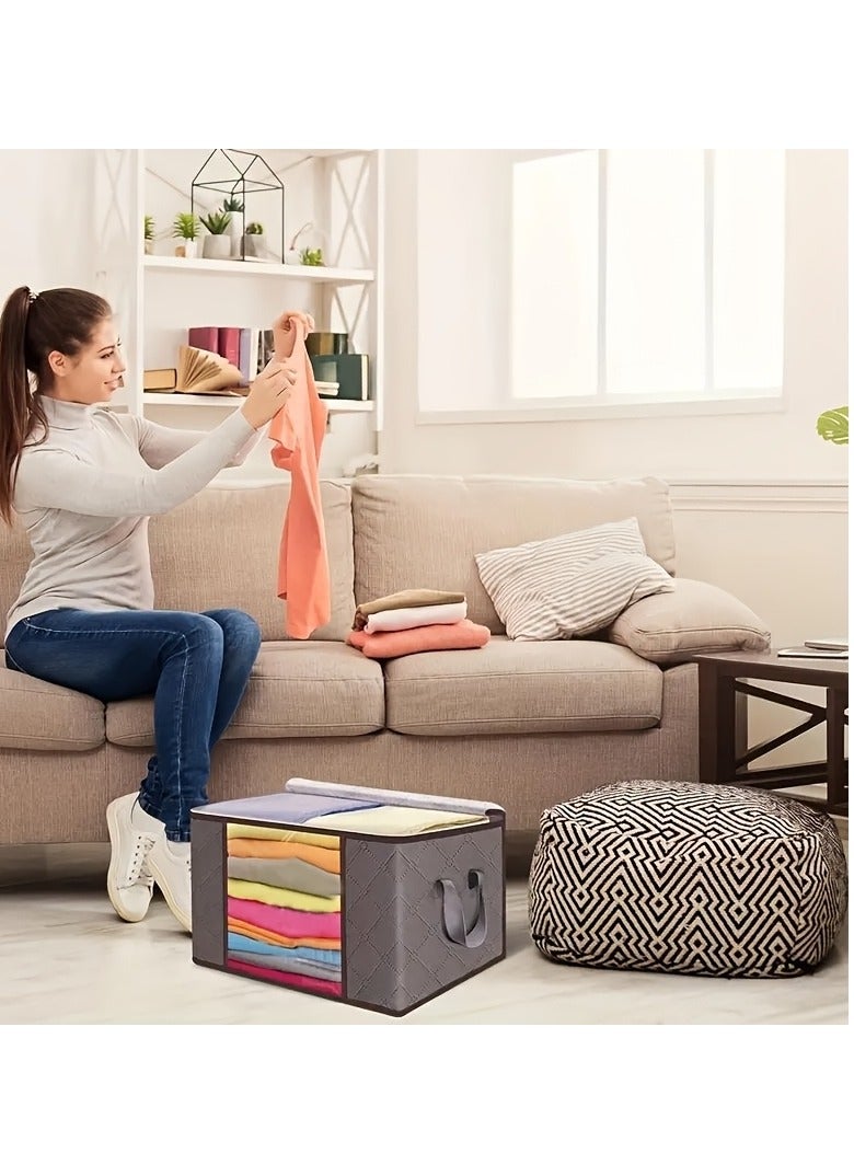 6 قطع من أكياس التخزين القابلة للطي للجوارب والملابس وأغطية السرير، حاويات تنظيمية مصنوعة من البولي بروبيلين المتين مع مقابض معززة، نوافذ شفافة، وسحابات قوية، لا حاجة للطاقة، منظم لملحقات أخرى - Image 4