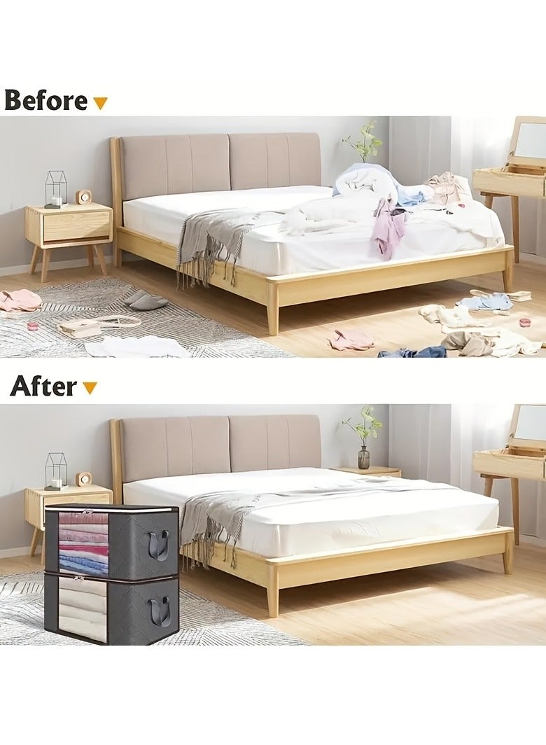 6 قطع من أكياس التخزين القابلة للطي للجوارب والملابس وأغطية السرير، حاويات تنظيمية مصنوعة من البولي بروبيلين المتين مع مقابض معززة، نوافذ شفافة، وسحابات قوية، لا حاجة للطاقة، منظم لملحقات أخرى - Image 5