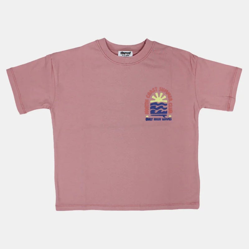 بلاي مور للجنسين Short-Sleeved قطن تيشيرت – Dusty وردي "North Coast Club" تصميم - Image 2