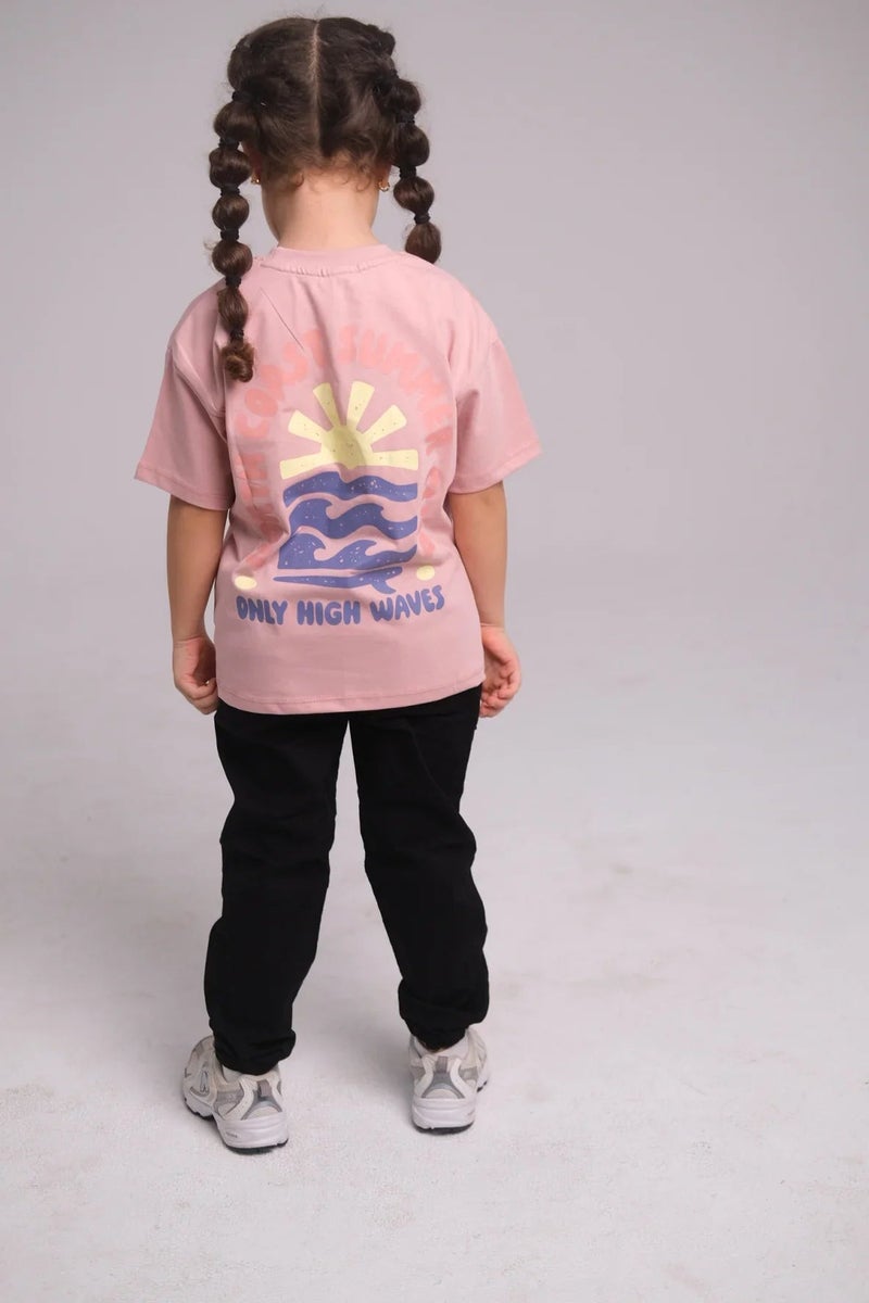 بلاي مور للجنسين Short-Sleeved قطن تيشيرت – Dusty وردي "North Coast Club" تصميم - Image 1