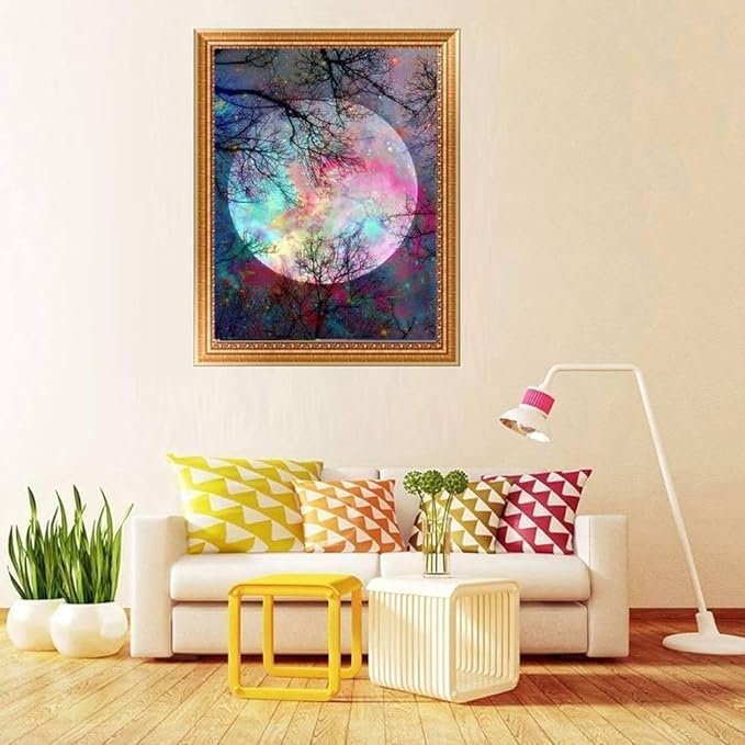 S SMITEX 5D Diamond Painting Moon by Number Kits for Adults Realistic Night Sky Art Craft Kit, Non-Foldable - Image 5