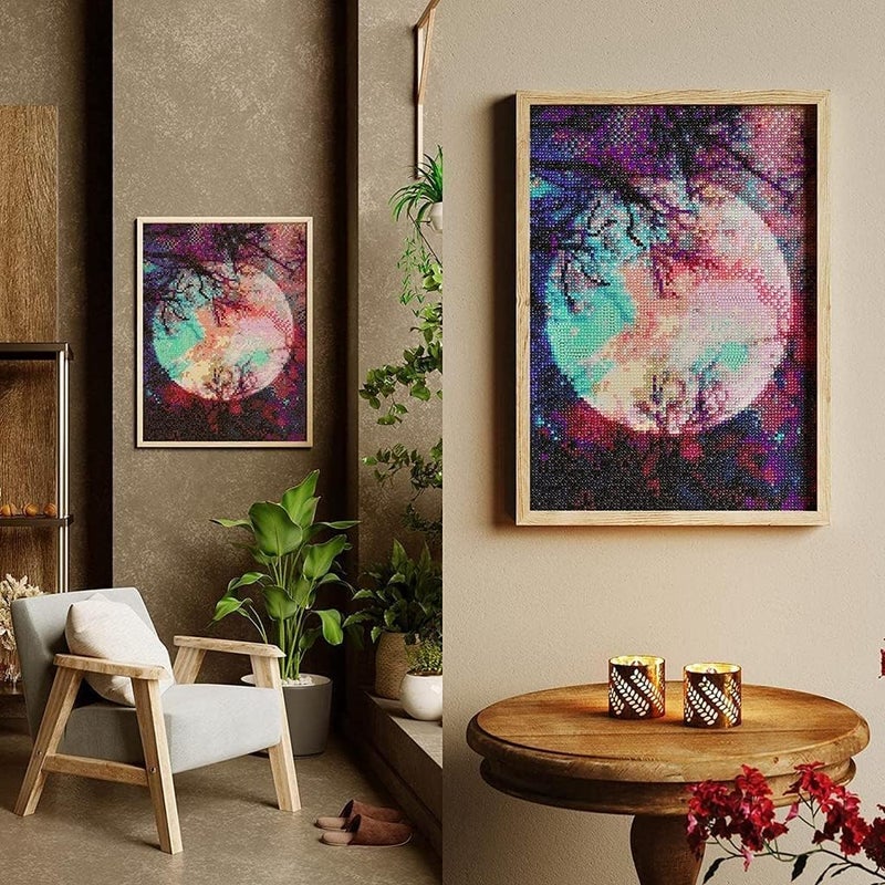 S SMITEX 5D Diamond Painting Moon by Number Kits for Adults Realistic Night Sky Art Craft Kit, Non-Foldable - Image 4