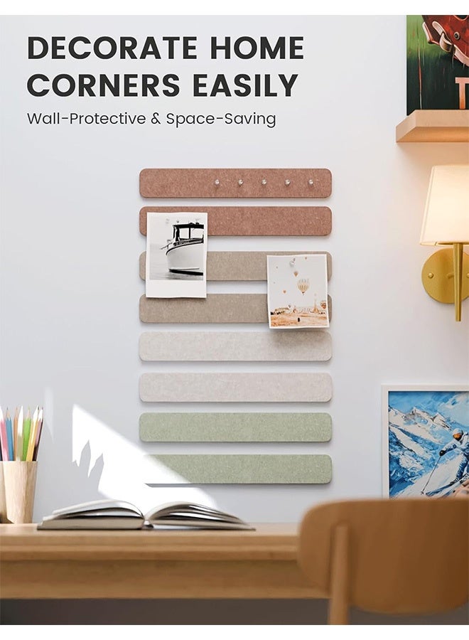 Quantum 8 Pack Self-Adhesive Felt Bulletin Board Strips with 50 Adhesive Backing & 50 Push Pins - Pin Board Bar Strips  - Wall Mount Memo Display for Office Organization Home Decor Classroom Displays and DIY Wall Art (Dark brown + Light gray + Mint green + Brown) - Image 4