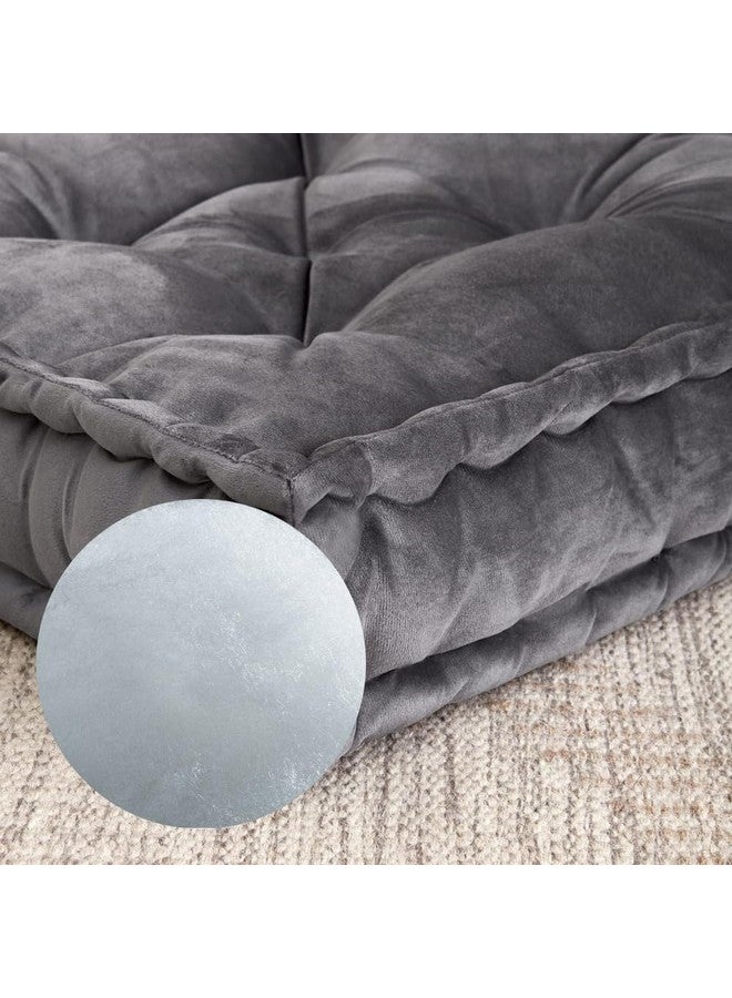 9villa 9villa Velvet Floor Cushion - Soft & Thick Micro-Fiber Filler - Large Size Cushion for Sofa, Reading Book, Living Room, Balcony, Garden, Yoga, Meditation - 50x50x10 cm (Gray) - Image 3
