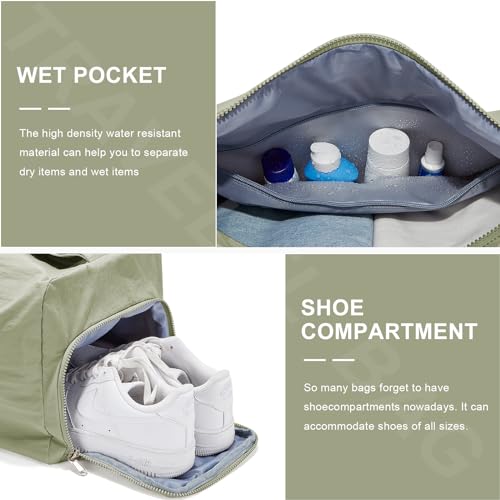 wassdins Small Gym Bag with Shoe Compartment, Workout Sport Duffle Bag for Women Travel, Waterproof Shoulder Overnight Bags Lightweight Carry on Tote Bags for Swim, Yoga, Dance - Image 5