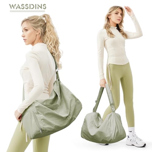 wassdins Small Gym Bag with Shoe Compartment, Workout Sport Duffle Bag for Women Travel, Waterproof Shoulder Overnight Bags Lightweight Carry on Tote Bags for Swim, Yoga, Dance - Image 2