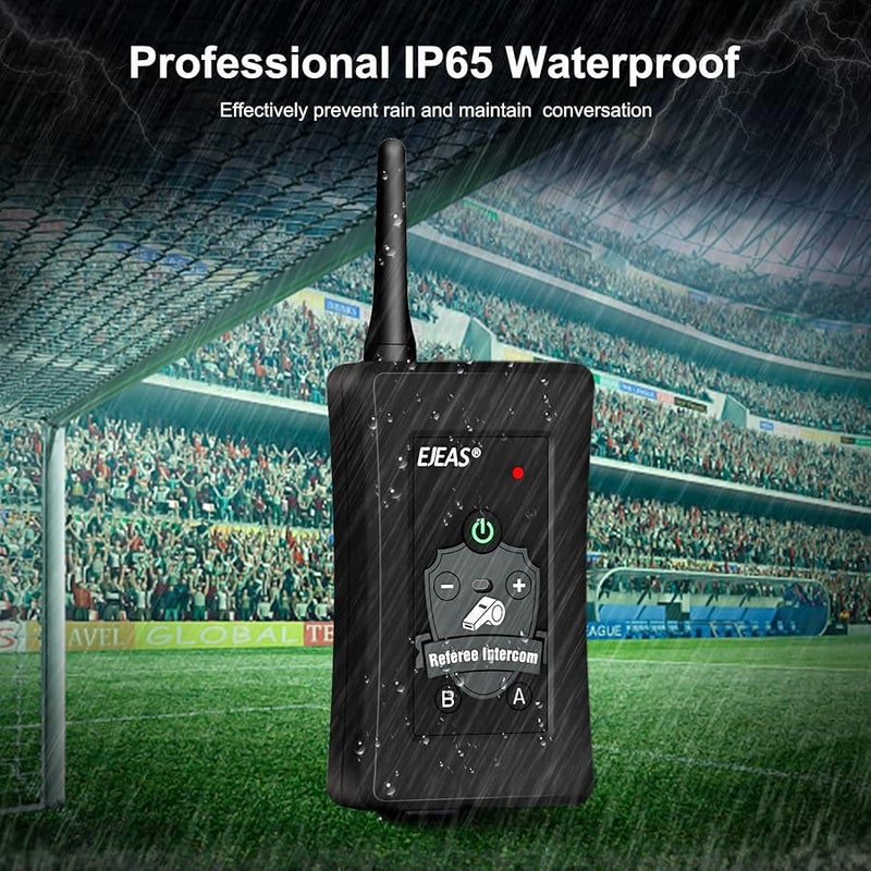 EJEAS FBIM Professional Bluetooth Headset Intercom for Referees, 850 mAh 1500 M Wireless Intercom with Noise Reduction for Football and Handball, 4 People Connection (Pack of 2) - Image 4