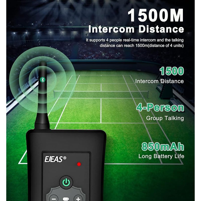 EJEAS FBIM Professional Bluetooth Headset Intercom for Referees, 850 mAh 1500 M Wireless Intercom with Noise Reduction for Football and Handball, 4 People Connection (Pack of 2) - Image 3