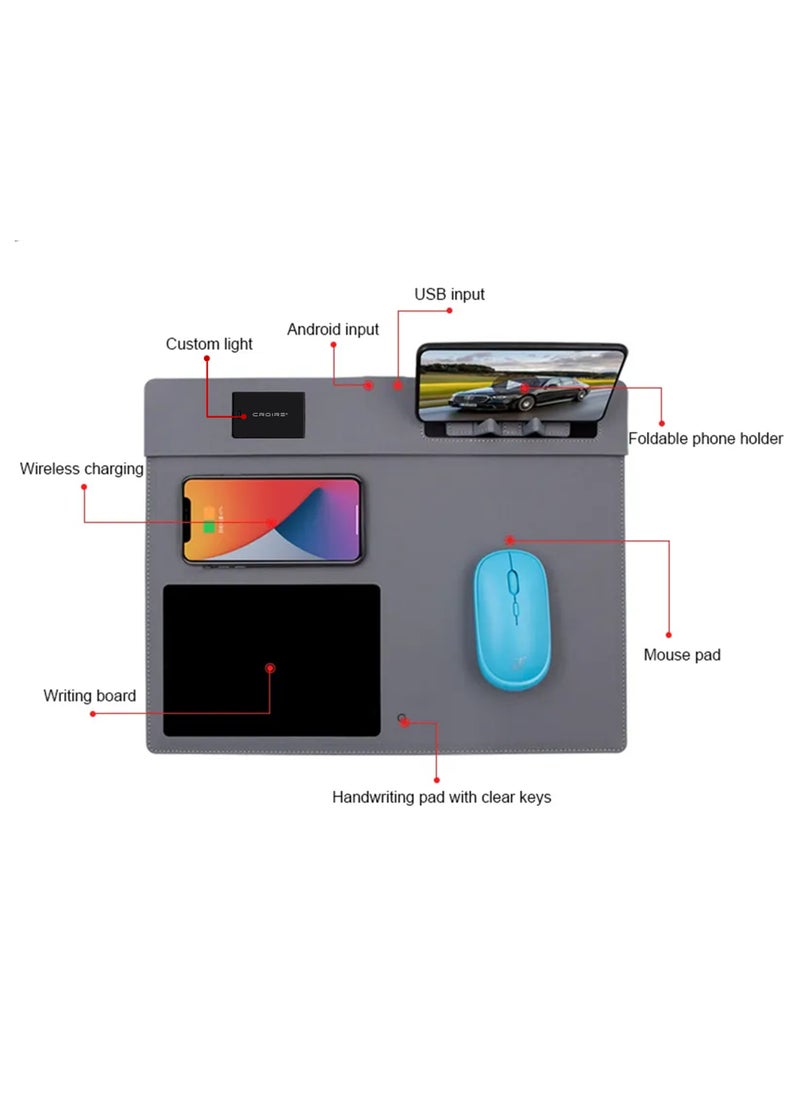 CROIRE - Ultimate Digital Workstation Bundle: Wireless Charging Mouse with Mousepad, Phone Stand, and Digital Notepad - Your All-in-One Solution for Efficiency and Comfort - Image 1