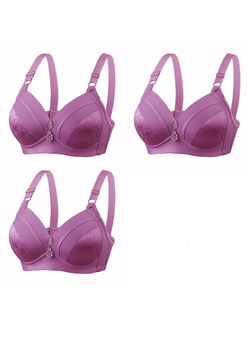 Women's Thin Wire-Free C Cup Bra 3-Piece Set - Image 1