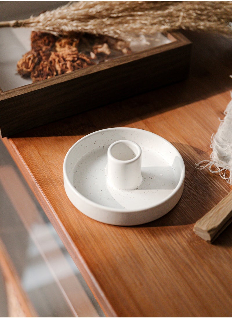 BEYLAB Palo Santo Holder ceramics, Incense Stick Holder for Palo Santo Cones and Wax Melts, Sticks Burner Wood, Bowl Stand with Ash Catcher, Meditation Yoga Modern Minimalist - Speckled white
