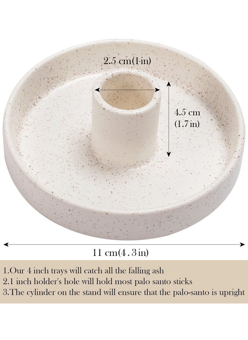 BEYLAB Palo Santo Holder ceramics, Incense Stick Holder for Palo Santo Cones and Wax Melts, Sticks Burner Wood, Bowl Stand with Ash Catcher, Meditation Yoga Modern Minimalist - Speckled white