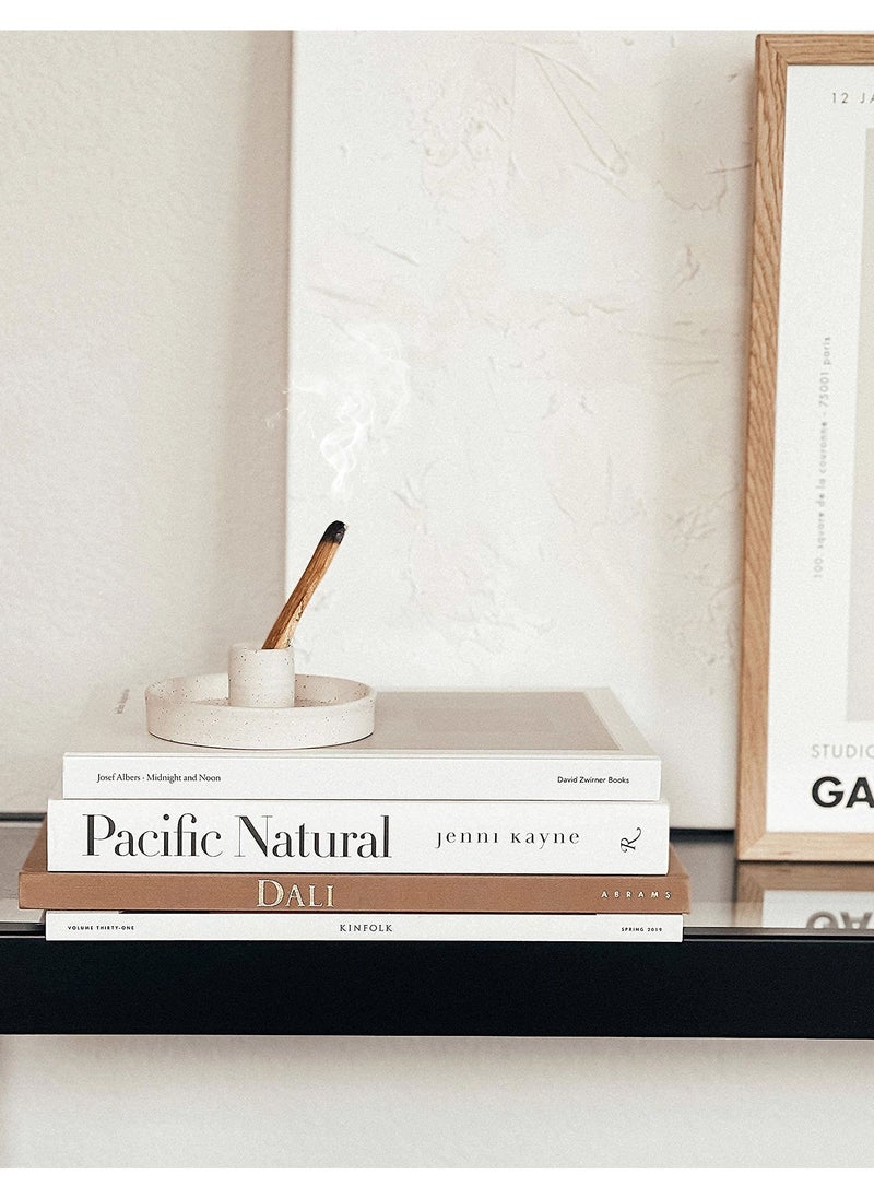 BEYLAB Palo Santo Holder ceramics, Incense Stick Holder for Palo Santo Cones and Wax Melts, Sticks Burner Wood, Bowl Stand with Ash Catcher, Meditation Yoga Modern Minimalist - Speckled white