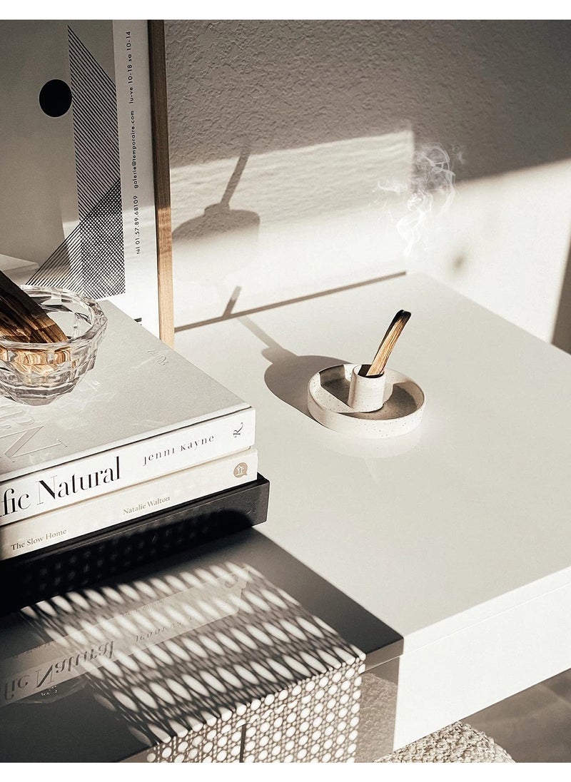 BEYLAB Palo Santo Holder ceramics, Incense Stick Holder for Palo Santo Cones and Wax Melts, Sticks Burner Wood, Bowl Stand with Ash Catcher, Meditation Yoga Modern Minimalist - Speckled white