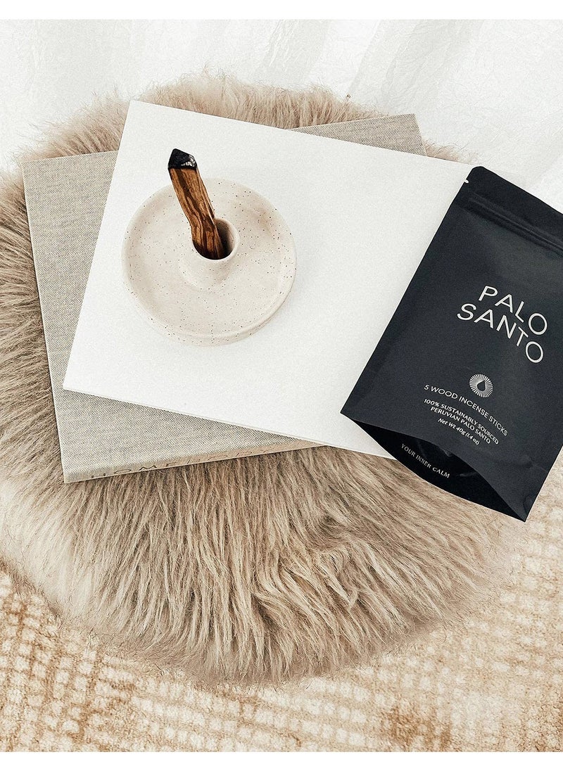 BEYLAB Palo Santo Holder ceramics, Incense Stick Holder for Palo Santo Cones and Wax Melts, Sticks Burner Wood, Bowl Stand with Ash Catcher, Meditation Yoga Modern Minimalist - Speckled white