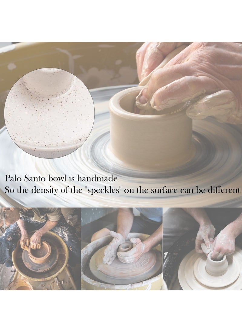BEYLAB Palo Santo Holder ceramics, Incense Stick Holder for Palo Santo Cones and Wax Melts, Sticks Burner Wood, Bowl Stand with Ash Catcher, Meditation Yoga Modern Minimalist - Speckled white