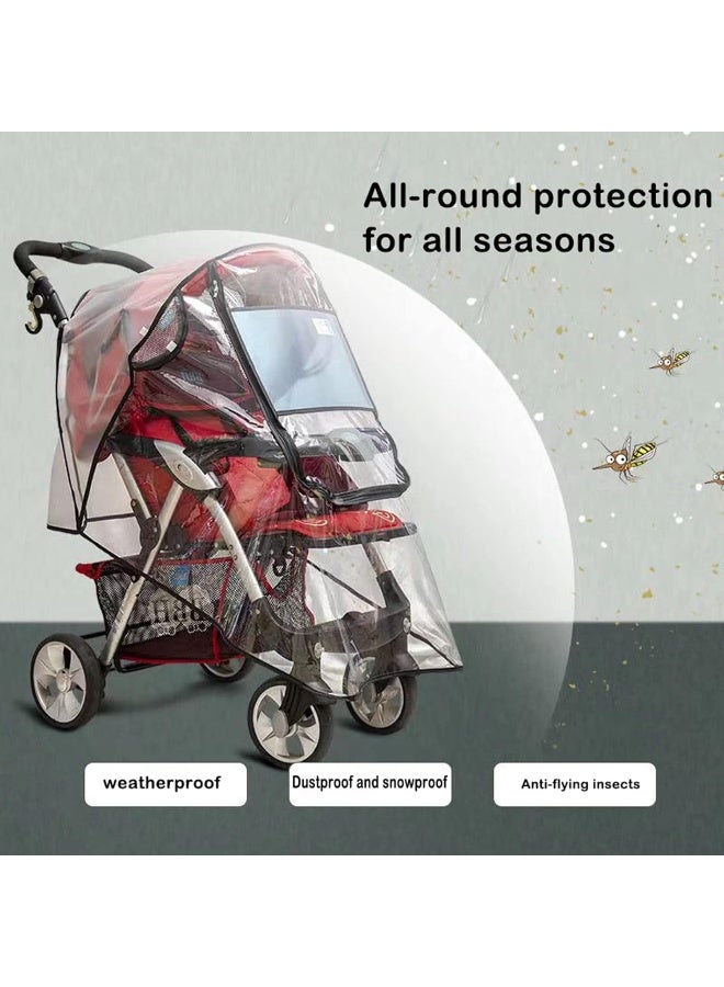 WASYPLSFOI Stroller Rain Cover Universal Stroller Cart Umbrella Rain Cove Accessory, for Babies Winter Windproof Waterproof Dustproof and Snowproof - Image 3