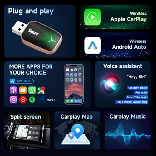 Dyazo 2-in-1 Wireless Car Adapter for Apple CarPlay & Android Auto | Plug & Play Bluetooth Connection | Converts Wired System to Wireless | Fast Stable Performance | Compatible with iOS & Android - Image 3