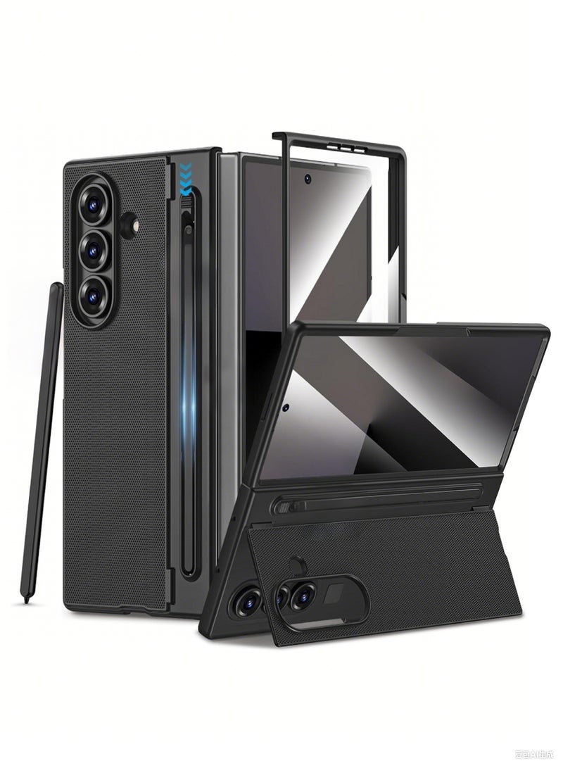 Aookay for Samsung Galaxy Z Fold 7 Case with Pen Holder Slot & Pen (Not Original) [Mil-Grade Drop][Built-in Screen & Invisible Kickstand] Slim Thin Protective Phone Case for Z Fold 7 Cover (Black) - Image 1