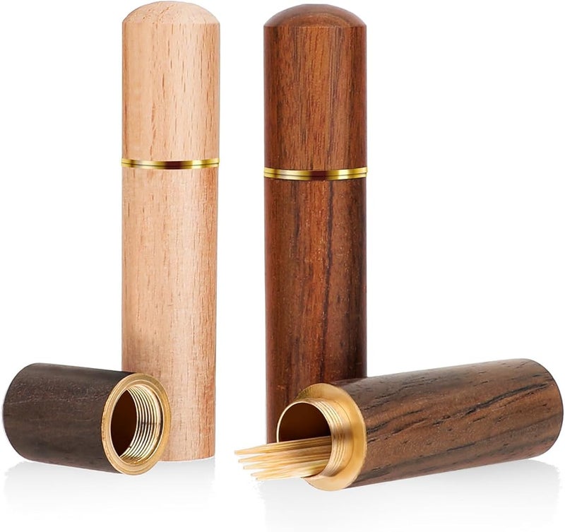 ALMEKAQUZ 3pcs Toothpick Holder Portable Wood Toothpicks Case Waterproof Handmade Craft toothpick Pocket Box Mini toothpicks Box for Storage Needle Pill Bead Ear Pick Cotton Swab - Image 1