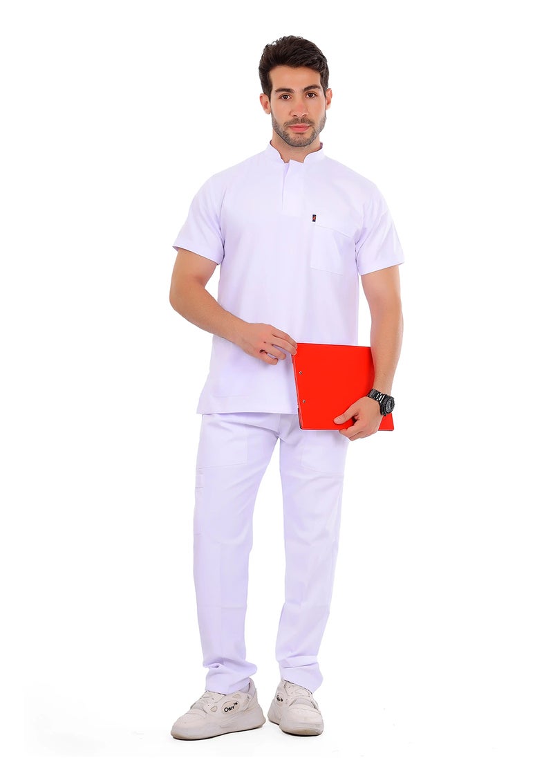 APEX Royal Scrub 1/2 Sleeve Male White MIX C  Press button 