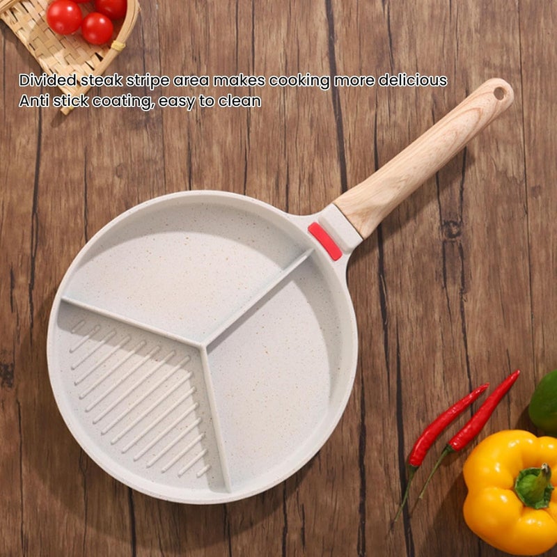 Haofy Breakfast Frying Pan, 2 in 1 Nonstick Grill Pan with Divided Steak Stripe Area for Eggs Omelet Bacon Pancakes Compatible with Gas Stove Induction Cooktop Microwave - Image 4