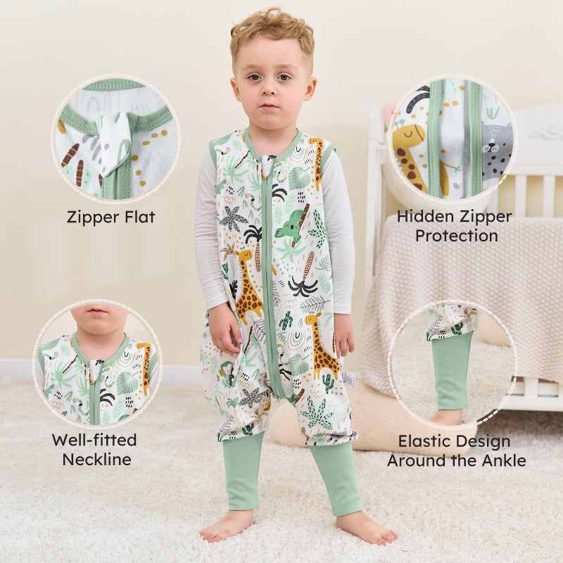 Yoofoss Toddler Sleep Sack with Feet 12-24 Months 100% Organic Cotton Baby Sleep Sack with Legs Toddler Wearable Blanket with 2-Way Zipper - Image 4