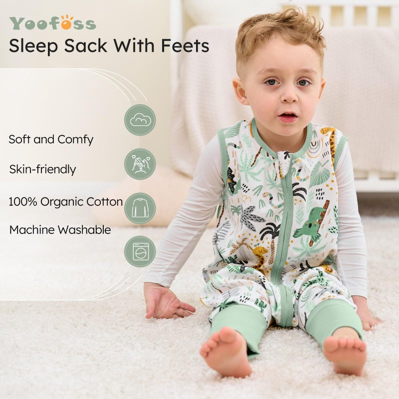 Yoofoss Toddler Sleep Sack with Feet 12-24 Months 100% Organic Cotton Baby Sleep Sack with Legs Toddler Wearable Blanket with 2-Way Zipper - Image 2